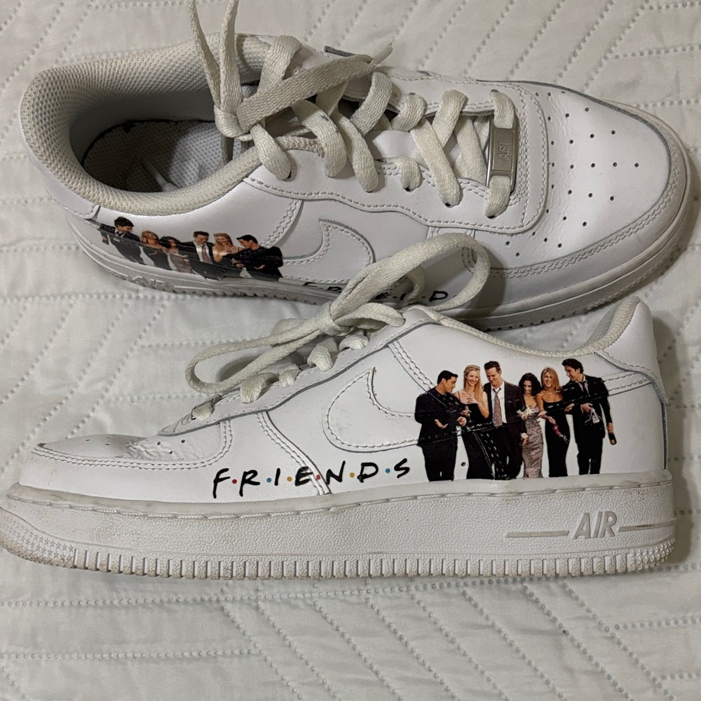 Custom White Sneakers with Friends Design